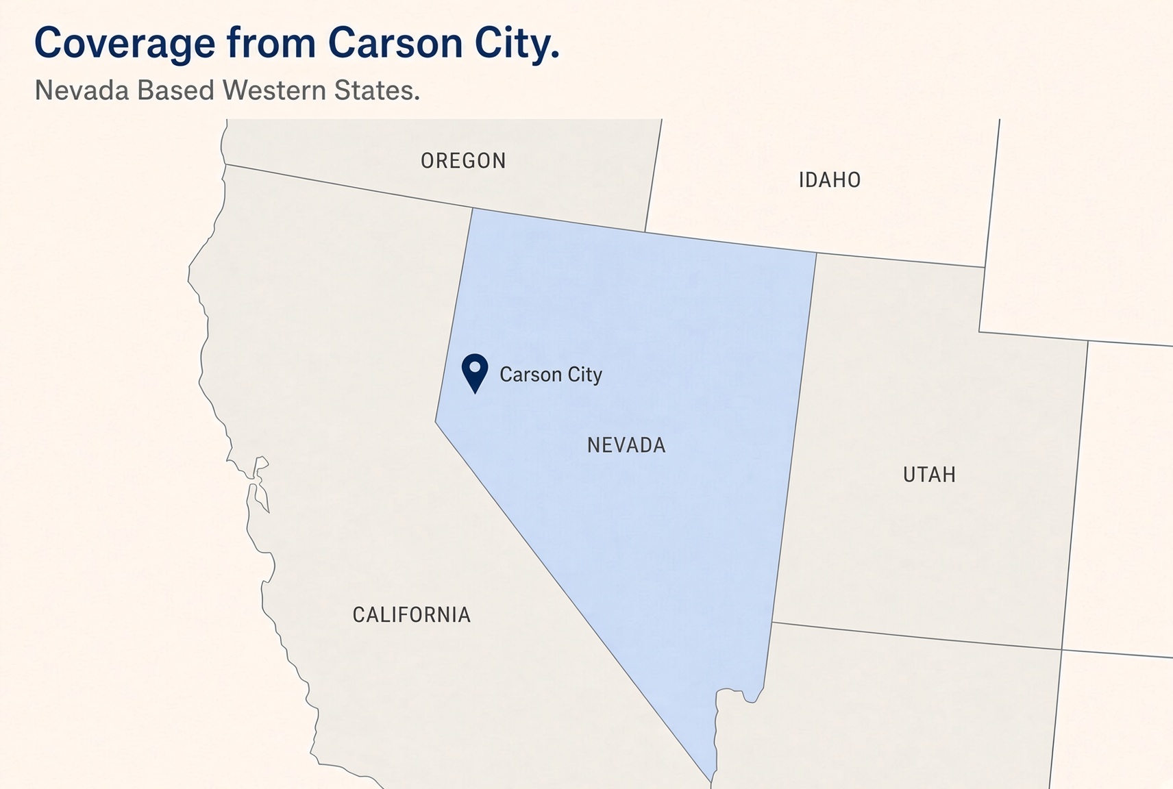 Nevada Lane coverage from Reno across Nevada, California, Utah, Idaho, Oregon, and Arizona